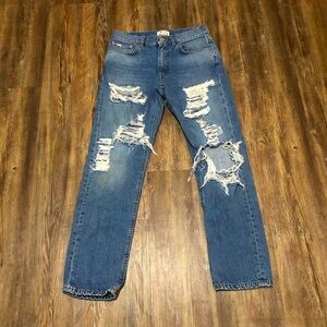 Acne Studios Boy Vintage Jeans Women's 26 Distressed Mid Rise Designer Denim